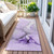 8' Runner Purple and Ivory Abstract Washable Non Skid Indoor Outdoor Runner Rug
