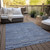 5' X 8' Navy Blue And Denim Blue Striped Washable Indoor Outdoor Area Rug - Navy Blue, Denim Blue