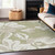 3' X 5' Artichoke Green Ivory And Taupe Floral Washable Indoor Outdoor Area Rug