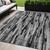 5' X 8' Gray And Black Striped Washable Indoor Outdoor Area Rug