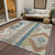 3' X 5' Ivory Blue And Brown Aztec Washable Indoor Outdoor Area Rug