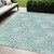 5' X 8' Turquoise Teal Blue And Ivory Medallion Washable Indoor Outdoor Area Rug