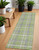 8' Runner Green and Gray Plaid Washable Non Skid Indoor Outdoor Runner Rug