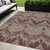 5' X 8' Burgundy Beige And Charcoal Ikat Washable Indoor Outdoor Area Rug