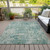 3' X 5' Teal Blue And Beige Abstract Washable Indoor Outdoor Area Rug