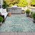 3' X 5' Teal Blue And Beige Abstract Washable Indoor Outdoor Area Rug