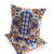 Set of Two 16" X 16" Blue and Orange Blown Seam Floral Indoor Outdoor Throw Pillow - 606114822165