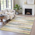 5' X 8' Gold Gray And Ivory Striped Washable Indoor Outdoor Area Rug - Gold, Gray, Ivory
