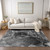 5' X 8' Black Gray and White Abstract Washable Non Skid Indoor Outdoor Area Rug