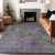 3' X 5' Purple And Green Abstract Washable Indoor Outdoor Area Rug - Purple, Green