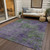 3' X 5' Purple And Green Abstract Washable Indoor Outdoor Area Rug - Purple, Green