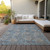 5' X 8' Blue Gray And Silver Floral Washable Indoor Outdoor Area Rug