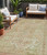 5' X 8' Salmon Fern Green And Beige Floral Medallion Washable Indoor Outdoor Area Rug