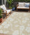 5' X 8' Beige And Ivory Floral Washable Indoor Outdoor Area Rug