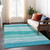5' X 8' Sky Blue Teal Blue And Aqua Striped Washable Indoor Outdoor Area Rug