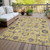 3' X 5' Yellow Gray And Charcoal Oriental Washable Indoor Outdoor Area Rug