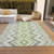 5' X 8' Green Ivory And Gray Geometric Washable Indoor Outdoor Area Rug
