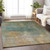 5' X 8' Artichoke Green Gray And Gold Abstract Washable Indoor Outdoor Area Rug