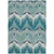 5' X 8' Teal Blue Navy Blue And Ivory Ikat Washable Indoor Outdoor Area Rug