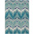 5' X 8' Teal Blue Navy Blue And Ivory Ikat Washable Indoor Outdoor Area Rug