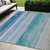 5' X 8' Sky Blue Striped Washable Indoor Outdoor Area Rug - Sky Blue