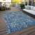 5' X 8' Blue And Ivory Floral Washable Indoor Outdoor Area Rug