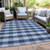 3' X 5' Navy Blue And Ivory Plaid Washable Indoor Outdoor Area Rug