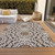 5' X 8' Chocolate Ivory And Taupe Floral Medallion Washable Indoor Outdoor Area Rug