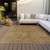 3' X 5' Gold Brown And Ivory Abstract Washable Indoor Outdoor Area Rug