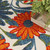 8' Ivory Orange And Blue Round Floral Indoor Outdoor Area Rug - 880016694093