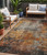 5' X 8' Copper Terra Cotta And Black Abstract Washable Indoor Outdoor Area Rug