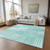 5' X 8' Teal Blue Aqua And Ivory Striped Washable Indoor Outdoor Area Rug