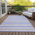 5' X 8' Ivory Blue And Gray Striped Washable Indoor Outdoor Area Rug