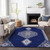 5' X 8' Navy Blue Gray And Brown Oriental Washable Indoor Outdoor Area Rug