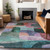 5' X 8' Green Purple And Blue Abstract Washable Indoor Outdoor Area Rug