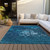 3' X 5' Navy Blue And Sky Blue Abstract Washable Indoor Outdoor Area Rug - Navy Blue, Sky Blue