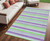 5' X 8' Green Purple and Blue Striped Washable Non Skid Indoor Outdoor Area Rug
