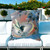 16" X 16" Blue and Gray Bird Blown Seam Floral Indoor Outdoor Throw Pillow Polyester and Cotton Blend Home Accent