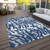 5' X 8' Navy Blue Gray And Ivory Animal Print Washable Indoor Outdoor Area Rug