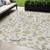 5' X 8' Ivory Brown And Green Floral Washable Indoor Outdoor Area Rug