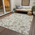 5' X 8' Ivory Brown And Green Floral Washable Indoor Outdoor Area Rug
