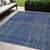 5' X 8' Navy Blue Gray And Brown Striped Washable Indoor Outdoor Area Rug