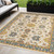 5' X 7' Ivory And Gold Floral Indoor Outdoor Area Rug