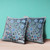 18" x 18" Blue and White Peacock Blown Seam Floral Indoor Outdoor Throw Pillow