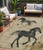5' X 8' Beige And Charcoal Horse Washable Indoor Outdoor Area Rug
