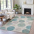 3' X 5' Teal Blue Ivory And Pale Aqua Geometric Washable Indoor Outdoor Area Rug