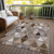 5' X 8' Brown Beige And Khaki Geometric Washable Indoor Outdoor Area Rug