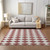 3' X 5' Burgundy Geometric Washable Indoor Outdoor Area Rug