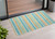 2' X 3' Teal Striped Washable Non Skid Indoor Outdoor Area Rug - 608219039998