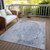 3' X 5' Sky Blue And Denim Blue Abstract Washable Indoor Outdoor Area Rug - Sky Blue, Denim Blue